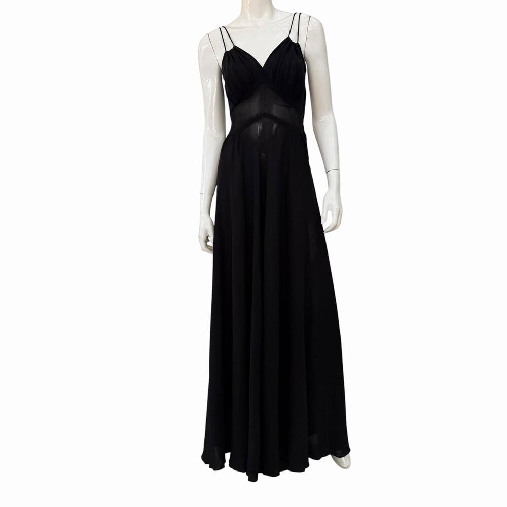 Vintage 1940’s Black Maxi Length Spaghetti Strap Dress, Small